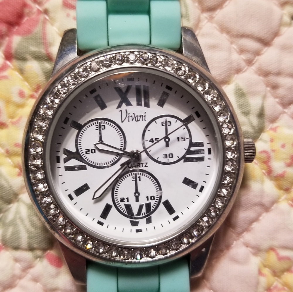 Womens lime green and silver tone watch